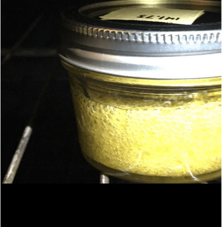 Sealed jar with rosin in the oven