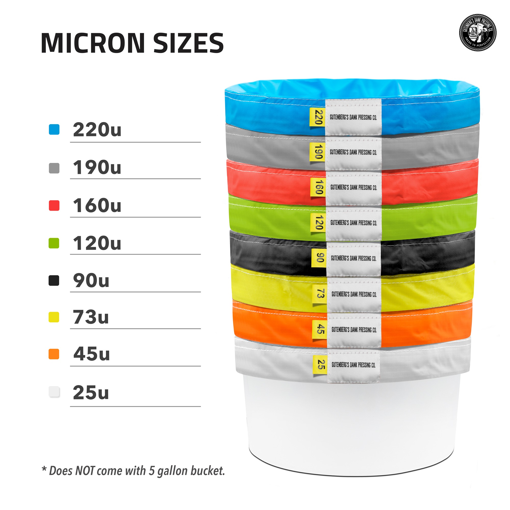 5 Gallon V2 Bubble Bags Cloth/Mesh 8 Bag Set | Gutenberg